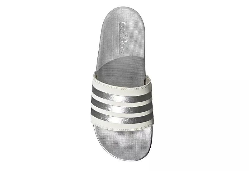 Adidas Womens Adilette Comfort Slide Sandal - White - Image 4