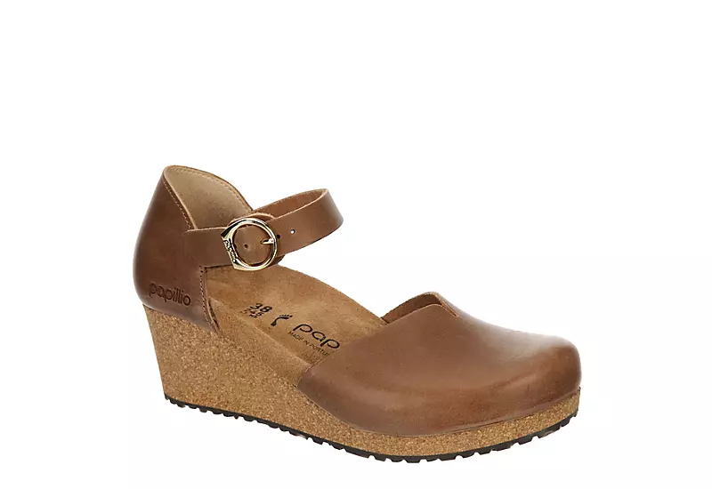 Birkenstock Womens Mary Wedge Sandal - Cognac