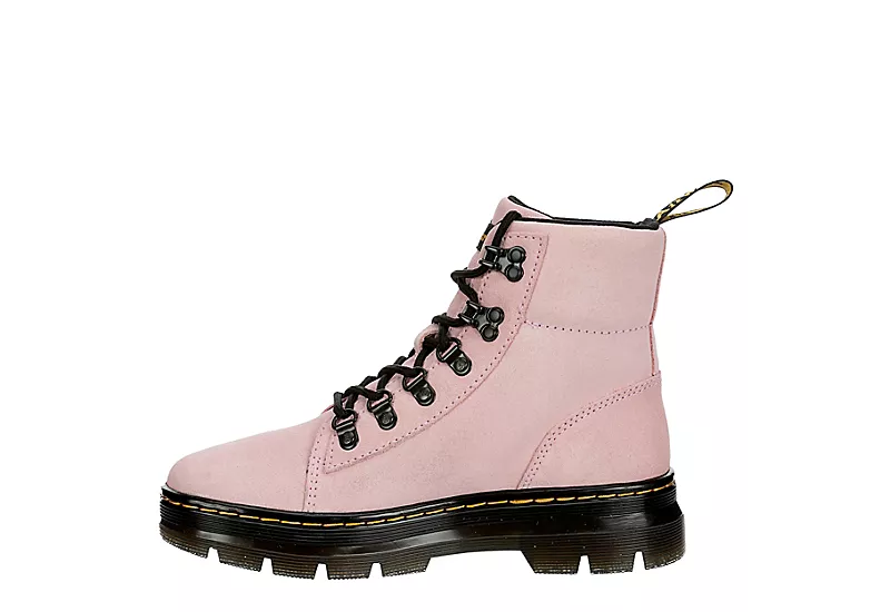 Dr. Martens Dr.martens Womens Combs Suede Combat Boot - Pale Pink - Image 4