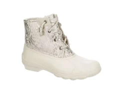 Sperry Womens Syren Gulf Metallic Animal Duck Boot - Ivory