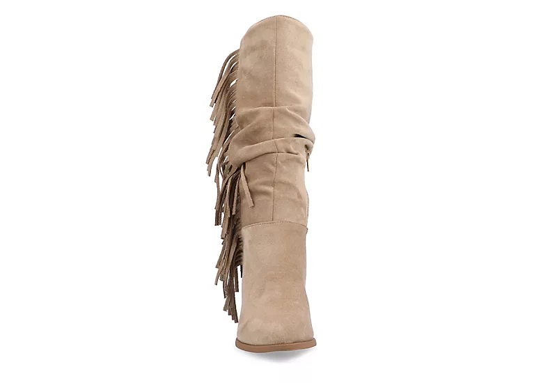 Journee Collection Womens Hartly Fringed Wide Calf Dress Boot - Taupe - Image 3