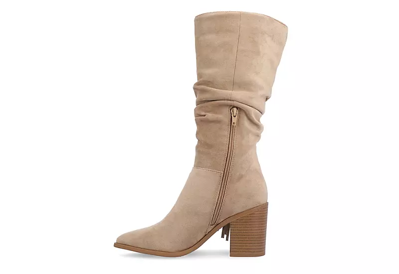 Journee Collection Womens Hartly Fringed Wide Calf Dress Boot - Taupe - Image 4