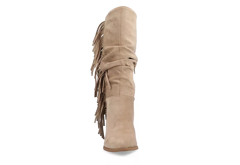 Journee Collection Womens Hartly Fringed Extra Wide Calf Dress Boot - Taupe - Image 3