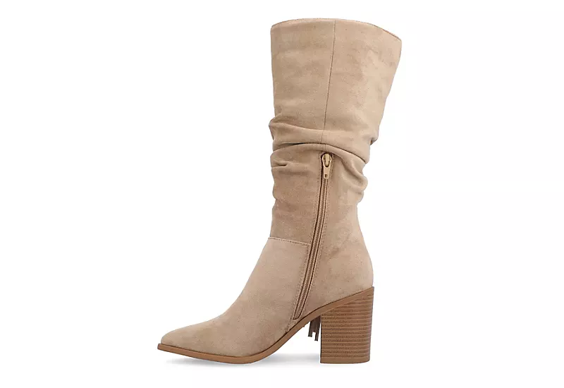 Journee Collection Womens Hartly Fringed Extra Wide Calf Dress Boot - Taupe - Image 4