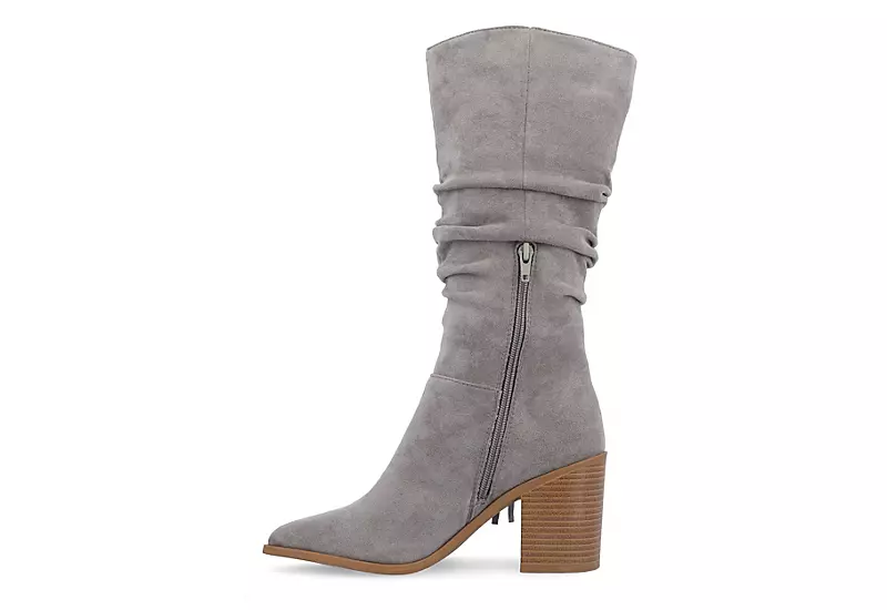 Journee Collection Womens Hartly Fringed Extra Wide Calf Dress Boot - Grey - Image 4