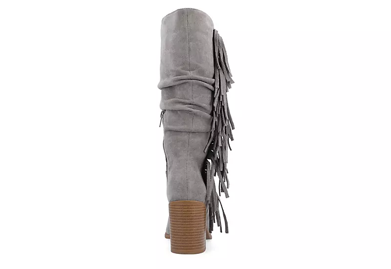Journee Collection Womens Hartly Fringed Extra Wide Calf Dress Boot - Grey - Image 5