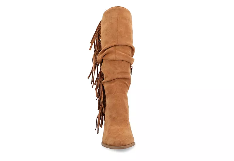 Journee Collection Womens Hartly Fringed Extra Wide Calf Dress Boot - Tan - Image 3