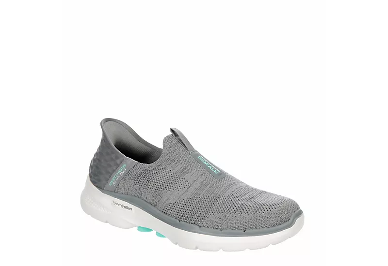 Skechers Womens Go Walk 6 Quick Fit Slip-ins Walking Shoe - Grey