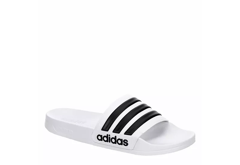 Adidas Mens Adilette Shower Slide Sandal - White