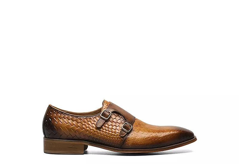 Stacy Adams Mens Torrance Plain Toe Double Monk Strap Oxford - Cognac - Image 2