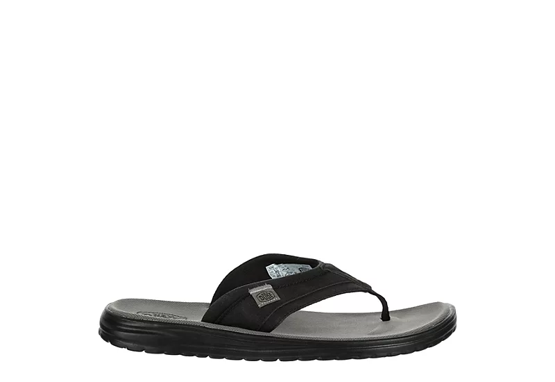 Heydude Mens Sami Flip Flop Sandal - Black - Image 2