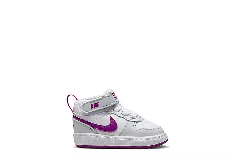 Nike Girls Infant Court Borough 2 Mid Top Sneaker - Platinum - Image 2