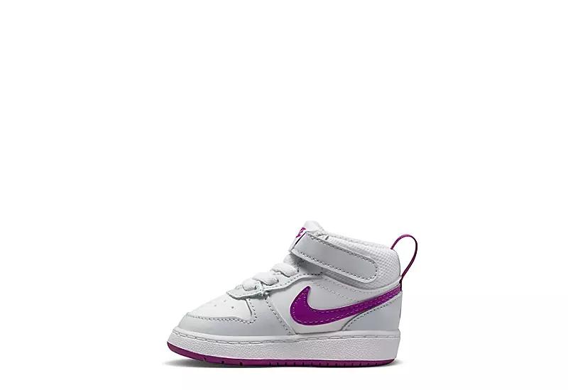 Nike Girls Infant Court Borough 2 Mid Top Sneaker - Platinum - Image 3