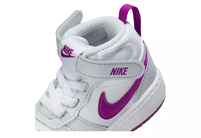 Nike Girls Infant Court Borough 2 Mid Top Sneaker - Platinum - Image 7