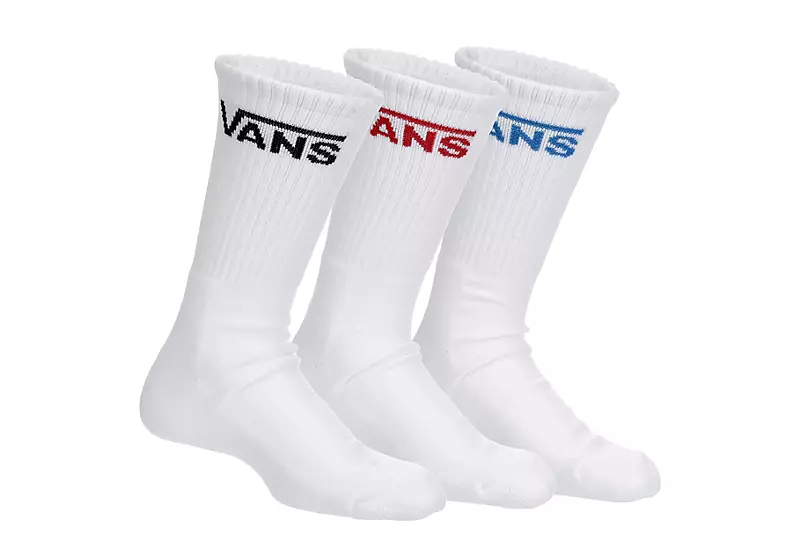 Vans Boys Crew Socks 3 Pairs - White